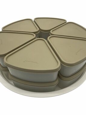 Tupperwear Vintage Sprinkles Spice Pie Wedge 12 Containers Carousel Lazy Susan